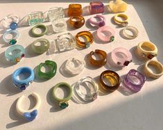 Rings Set For Women, Funky Rings, Acrylic Ring, Resin Acrylic, Transparent Resin, Geometric Ring