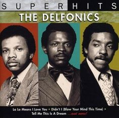 three men wearing suits and ties with the words, the delfonics on them