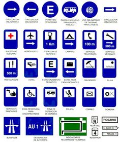 various blue and white signs are shown in this graphic art printable version, which includes the