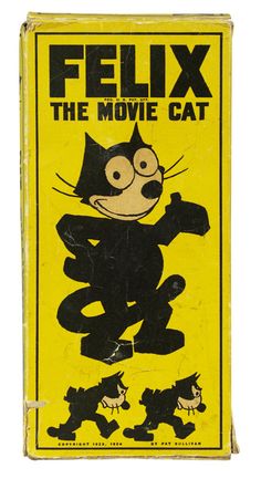 a yellow and black sign that says,'felix the movie cat '