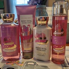 Brand New Sweet Petal Poundcake Candied Rose, Raspberry Swirl And Frosted Bundt Cake 1 Body Spray 1 Body Lotion 1 Body Cream 1 Shower Gel Bathandbodyworks Collection, Sweet Smelling Perfume, Best Scent Combos, Best Body Cream, Sephora Skin Care, Perfume Body Spray, Shower Skin Care