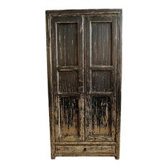 an old wooden armoire with two doors