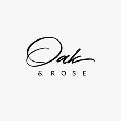 the logo for oak and rose is shown in black on a white background with an elegant calligraphy