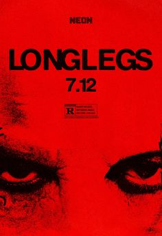 a poster for the movie longlegs with an evil looking man's eyes