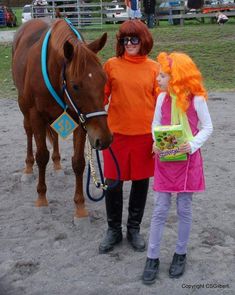 Costume Ideas For Horses And Rider, Horse And Owner Costumes, Costume Ideas With Horses, Chestnut Horse Halloween Costumes, Horse And Rider Halloween Costumes Diy, Easy Horse Halloween Costumes, Horse And Human Halloween Costumes, Horse And Owner Halloween Costumes, Equestrian Halloween Costumes