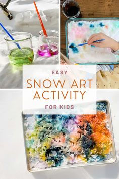 snow art activity for kids that is easy and fun to do with watercolors