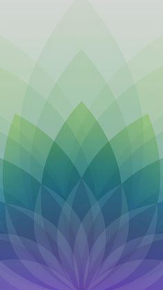 a blue and green background with an abstract flower design on it's left side