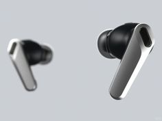 an image of two earphones that are connected to each other on a gray background