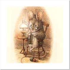 a drawing of a mouse sitting in a chair