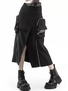 Tech Wear Skirt, Cyberpunk Skirt Outfit, Cyberpunk Outfit Design, Combat Skirt, Cyberpunk Outfit, Handkerchief Hem Skirt, Kawaii Skirt, Punk Skirt, Tech Wear