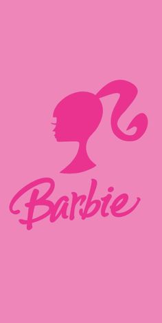 the logo for barbie's hair salon is pink and has an image of a woman's head on it