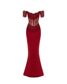 Fitted Off-shoulder Bodycon Dress, Fitted Off-shoulder Elastane Bodycon Dress, Fitted Elastane Maxi Dress For Gala, Fitted Elastane Bodycon Dress For Gala, Elegant Off-shoulder Dress, Red Fitted Elastane Dress, Fitted Maxi Length Dress, Fitted Red Elastane Dress, Fitted Elastane Maxi Dress For Cocktail