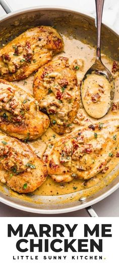 a pan filled with chicken covered in gravy