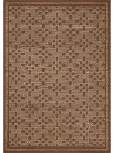 a brown and white rug with squares on it