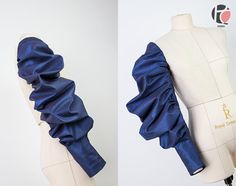 the back and side view of a mannequin's head with ruffles on it