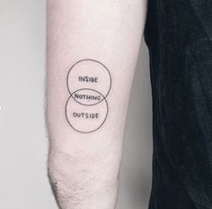 a man with a tattoo on his arm that reads inside nothing outside and the words inside