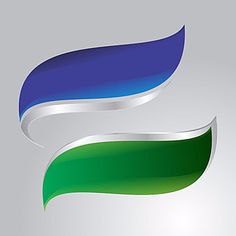 the letter s is made up of shiny metal and blue, green and white colors