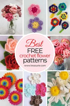 crochet flower patterns with the words best free crochet flower patterns on it