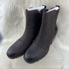 Nwt Sorel Cate Waterproof Booties Size 11 W Color Dark Brown See Pictures For Measurements Please K Sorel Cate, Brown Wedge Boots, Leather Snow Boots, Fur Ankle Boots, Short Ankle Boots, Maroon Leather, Brown Leather Ankle Boots, Chelsea Ankle Boots, Wedge Ankle Boots