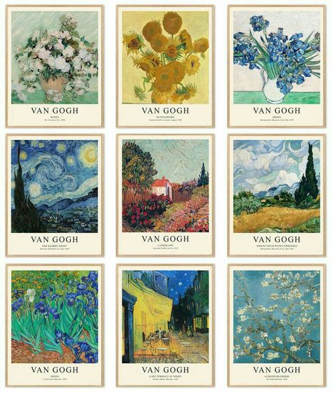 Vintage Van Gogh, Paintings Museum, Exhibition Project, Famous Artists Paintings, Van Gogh Wall Art, Art Van Gogh, Van Gogh Almond Blossom, Inspired Painting, Poster For Living Room