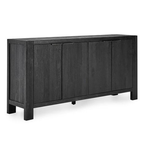 AllModern Block 72'' Solid Wood Sideboard | Wayfair Sideboard Black, Dining Room Sideboard, Removable Shelves, Buffets And Sideboards, Solid Wood Sideboard, Black Sideboard, Foyer Design, Wood Sideboard, Furniture Removal