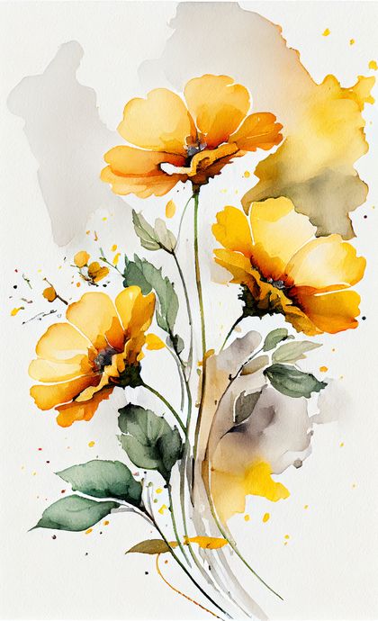 Free Watercolor Yellow Flower on White Background Yellow Flowers Watercolor, Yellow Flowers Drawing, Watercolor Art Flowers, Watercolour Plants, Yellow Flower Painting, Abstract Watercolor Flowers, Yellow Watercolor Flowers, Flower On White Background, Yellow Flower Art