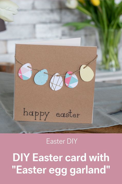 Kids Easter Cards, Diy Easter Cards, Egg Garland, Easter Egg Garland, Easter Cards Handmade, Diy Easter Gifts, Easter Postcards, Happy Easter Card, Easter Story