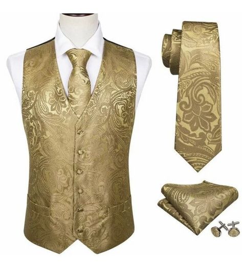 Champagne Groomsmen Vest, Gold Wedding Shirt, Copper Vest Groomsmen, Art Deco Clothing Mens, Black Suit Vest, Gold Man, Wedding Vest, Men Waistcoat, Silk Vest