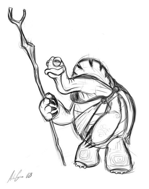 Kung Fu Panda Characters, Master Oogway, Characters Drawing, Animal Drawings Sketches, Art Sketches Doodles, Art Concepts, Pen Art Drawings, Graffiti Drawing, Dnd Art