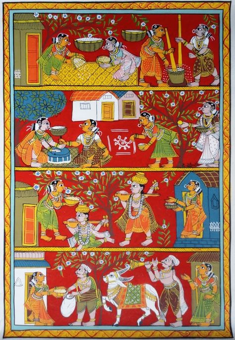 Cherial Paintings, Cheriyal Art, Cheriyal Paintings, Patachitra Paintings, Phad Painting, Scroll Painting, Kalamkari Painting, Mughal Paintings, Lotus Art