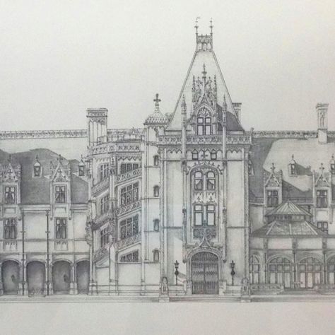 Biltmore House, Asheville, NC Mansion Sketch, Biltmore Estate Exterior, Wayne Manor Blueprints, Biltmore Estate Blueprints, Biltmore Mansion Asheville North Carolina, Biltmore Estate Asheville Nc, American Mansions, Biltmore House, Mansion Floor Plan