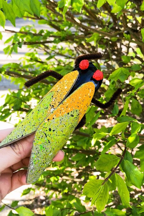 Make A Clip-On Clothespin Cicada Craft for Kids Cicada Costume Diy, Cicada Crafts For Preschool, Cicada Craft, Grasshopper Craft, Vbs Magnified, Diy Butterflies, Tk Ideas, Orange Elephant, Cicada Art