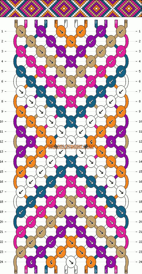 geometric diamond friendship bracelet pattern - six 6 color DIY Diamond Friendship Bracelet, String Bracelet Patterns, Friendship Bracelet Patterns Easy, Cute Friendship Bracelets, Embroidery Bracelets, Friendship Bracelets Tutorial, Friendship Bracelets Designs, Diy Friendship Bracelets Patterns, Thread Bracelets