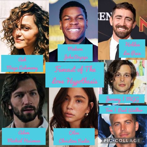 My fancast of the Love Hypothesis by Ali Hazelwood Love Hypothesis Characters, The Love Hypothesis Fan Cast, Tom Benton The Love Hypothesis, The Love Hypothesis Fanart, The Love Hypothesis Ali Hazelwood, The Love Hypothesis, Love Hypothesis, Ali Hazelwood, John Boyega