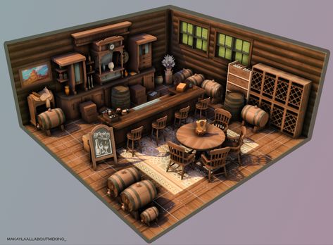 #sims4 #showusyourbuilds #sims #sims4nocc #sims4room Sims 4 Ranch Interior, Ts4 Western Cc, Sims 4 Wine Cellar, Sims Bar, Sims 4 Bar, Dnd Builds, Sims4 Build, Cowboy Core, Sims Rooms