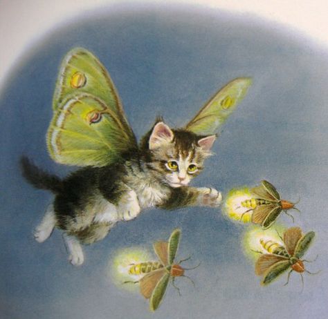 Butterfly Cat, Arte Indie, Arte Peculiar, Arte Inspo, Ethereal Art, Fairy Art, Vintage Cat, Pics Art, Funky Art