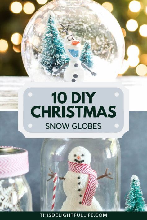 10 DIY Christmas Snow Globes Diy Christmas Snow Globes, Diy Christmas Bows, Fairy Garden Easy, Waterless Snow Globe Diy, Globe Ideas, Christmas Snow Globes Diy, Diy Christmas Pictures, Mason Jar Christmas Decorations, Homemade Snow Globes