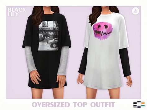 Oversized Top Outfit, Mods Sims 4, Cc Top, Sims 4 Tsr, Oversized Clothes, Sims 4 Expansions, Sims 4 Teen, Sims 4 Toddler, Sims4 Clothes