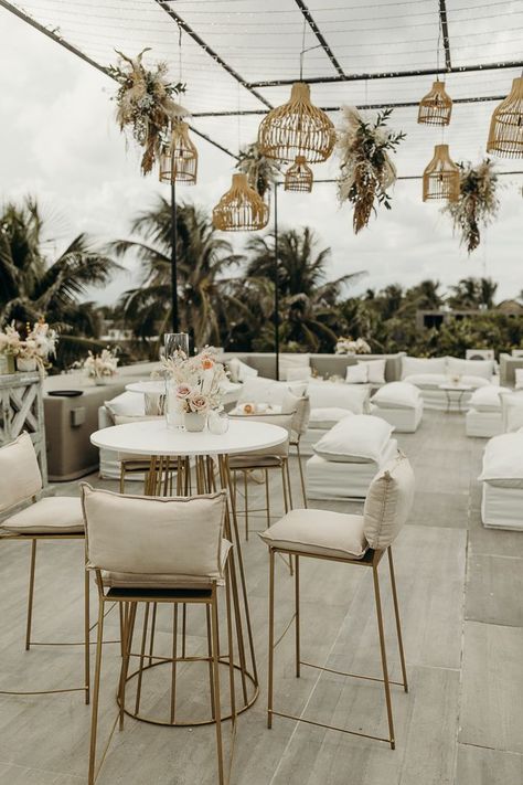 Rooftop Wedding Reception, Cocktail Wedding Reception, Beach Wedding Reception, Cocktail Hour Wedding, Wedding Lounge, Tulum Wedding, Boho Beach Wedding, Rooftop Wedding, Destination Wedding Inspiration