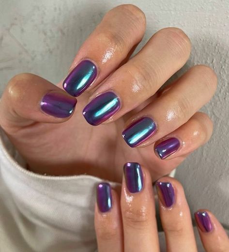 Mood Ring Nails, Ring Nails, Purple Chrome Nails, Chrome Purple, Purple Chrome, Beauty Nails Design, Gelish Nails, Mood Ring, Nails Only