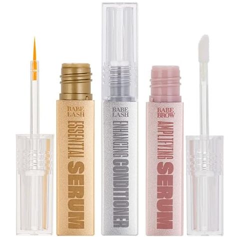 Babe Original Triple Threat Mini Set, Includes Babe Lash Essential Serum & Enhancing Conditioner + Babe Brow Amplifying Serum, 1 mL, 3 Pack Lash Conditioner, Babe Lash, Brow Care, Lip Jelly, Eyebrow Serum, Brow Serum, Lash Serum, Triple Threat, Makeup Kit