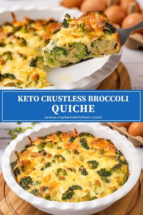 Quiche Vegetarian, Crustless Broccoli Quiche, Broccoli Quiche Recipes, Gluten Free Quiche, Keto Quiche, Broccoli Quiche, Cheese Keto, Keto Diet Breakfast, Low Carb Chicken Recipes