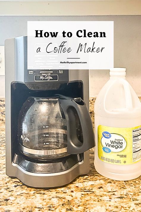 Coffee maker with vinegar Cleaning Coffee Maker, Cleaning Coffee Maker With Vinegar, Clean A Coffee Maker, Homemade Laundry Detergent Liquid, Coffee Pot Cleaning, Heinz Vinegar, Coffee Stain Removal, Coffee Maker Cleaning, Clean Coffee