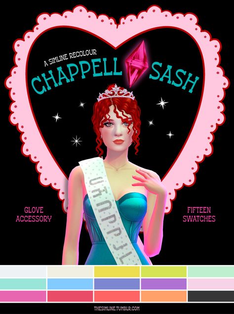 If I'm ever working on a Chappell Roan lookbook I won't tell anyone, but there will be signs... 👀 Please enjoy this 'Rise and Fall of a Midwest Princess' inspired sash that I have made for no... Fashion History Timeline, Masculine Clothing, Chappell Roan, Princess Inspired, Sims 4 Cas, Sims 4 Cc Finds, Ts4 Cc, Sims Mods, Sims 4 Cc