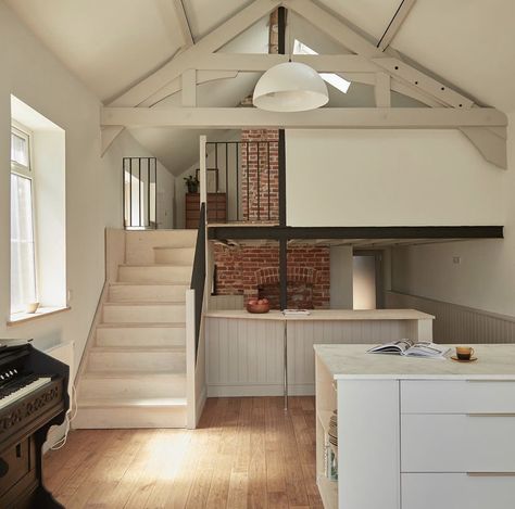 Mezzanine Garage Conversion, Old Building Conversion, Garage Conversion With Mezzanine, Double Garage Annexe Conversion, Basic Loft Conversion, Chapel Conversion, Small Building, Norwich Norfolk, Log Fires