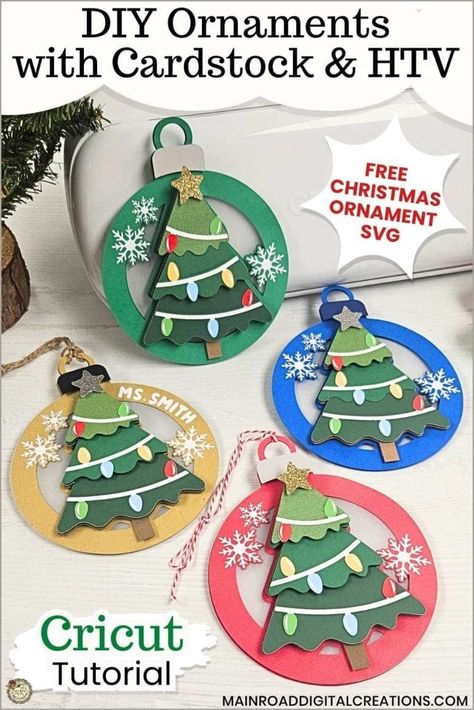 Crafting Joy: Free Christmas Ornament SVG File | Cricut Tutorial - Main Road Digital Creations Free Svgs For Cricut Christmas, Homemade Christmas Cards Cricut, Cricut Christmas Ornaments Paper, Cardstock Ornaments Diy, Layered Paper Ornaments Cricut, Layered Paper Christmas Ornaments, Free Cricut Cards, Paper Crafts With Cricut, Cardstock Crafts To Sell