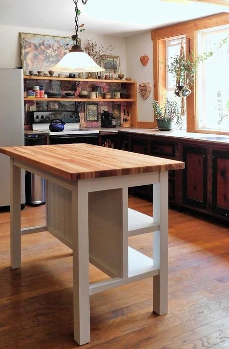 Island With Breakfast Bar, Portable Kitchen Island, Breakfast Kitchen, Custom Kitchen Island, Small Kitchen Island, Kitchen Island Table, Kitchen Island With Seating, Casa Vintage, Diy Kitchen Island