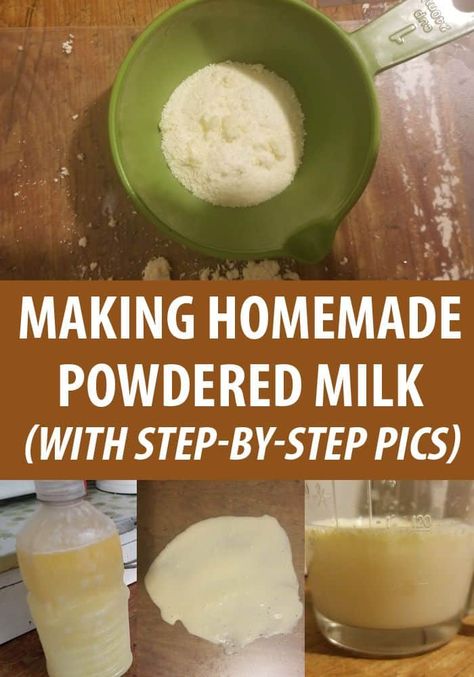 How to make powdered milk at home, how to scald it (very important!), prepping the dehydrator or the oven. Plus, how to reconstitute it, and some delicious recipes. #thehomesteadinghippy #powderedmilk How To Make Dry Milk Powder, Diy Milk Powder, Powdered Goat Milk Recipes, Dehydrating Goat Milk, Homemade Powdered Milk, Freeze Drying Milk, How To Dehydrate Milk, How To Make Milk Powder At Home, How To Make Powdered Milk