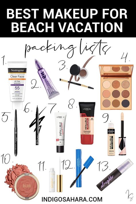 I have tested these beach vacation makeup products, and they are truly the best waterproof makeup for the beach. Add these travel makeup essentials to your makeup for beach vacation packing lists ASAP! Beach Makeup Products, Vacation Makeup Looks The Beach, Makeup For The Beach, Makeup Packing List, Travel Makeup Essentials, Best Waterproof Makeup, Vacation Makeup, Beach Makeup, Beach Vacation Packing List