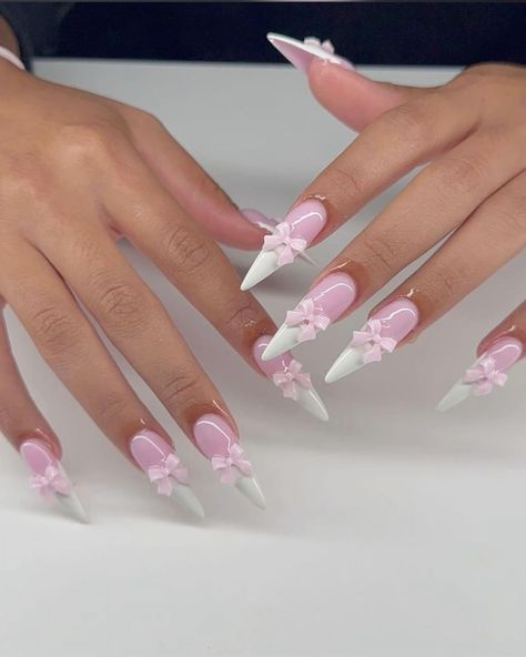 Latina Nails, Bow Nail Designs, Girly Acrylic Nails, Unique Acrylic Nails, Nail Swag, Bling Acrylic Nails, Acrylic Nails Coffin Short, Pink Acrylic Nails, Best Acrylic Nails